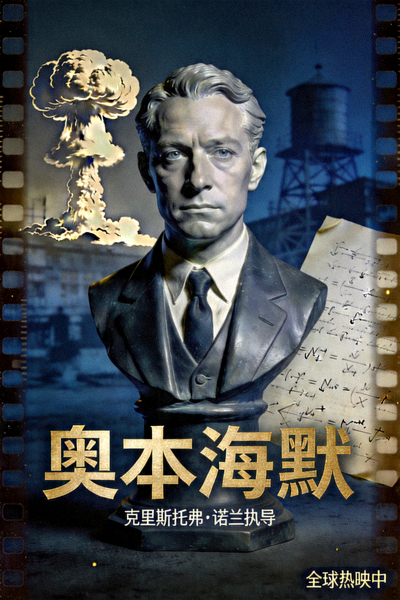 全球热播电影《奥本海默》海报，传记历史题材